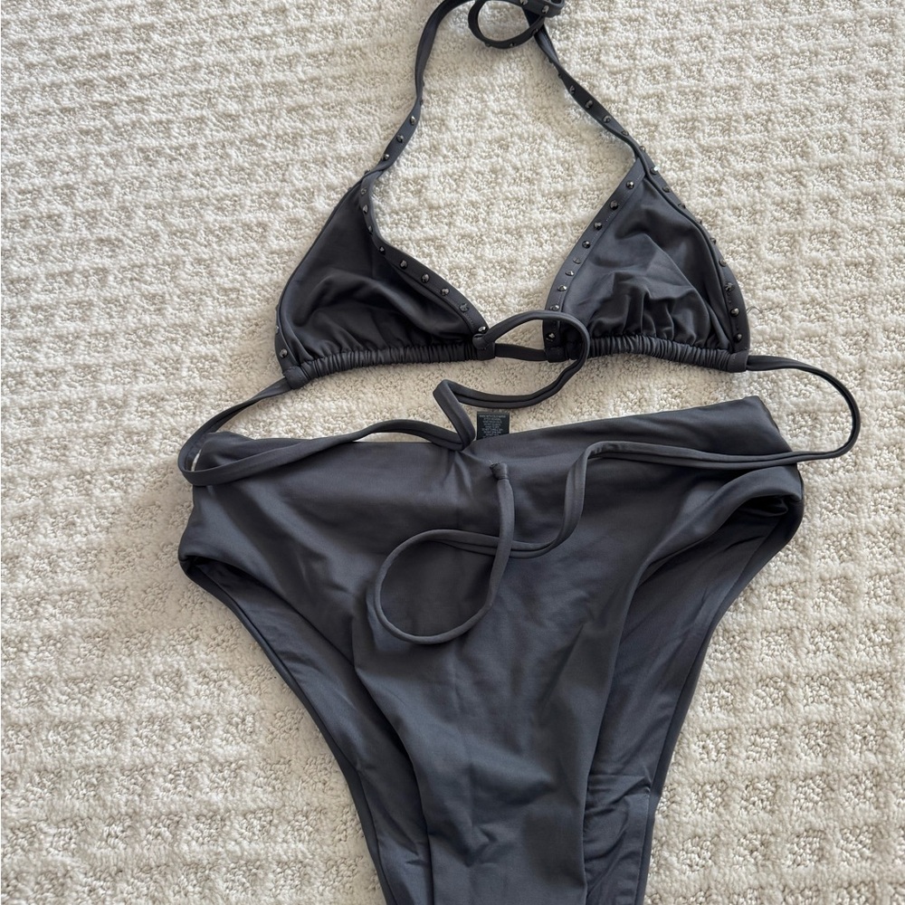 SKIMS Black Triangle Stud Bikini Set